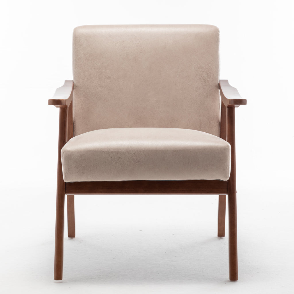 Solid wood frame accent chair with thick backrest