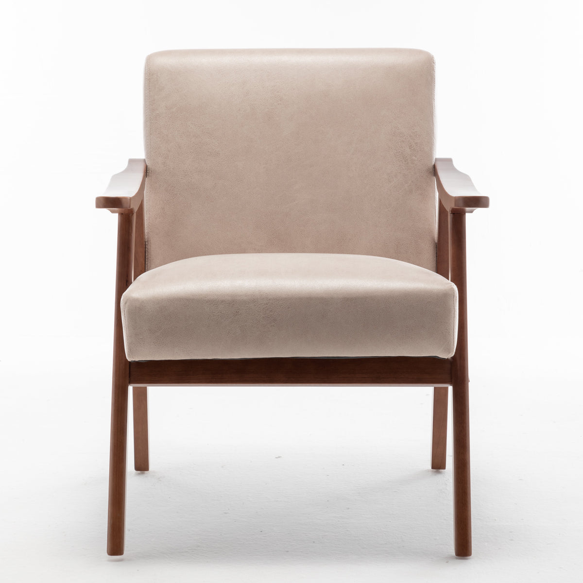 Solid wood frame accent chair with thick backrest