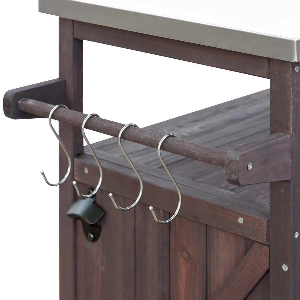 Outdoor Kitchen Island, Rolling Bar Cart & Storage Cabinet