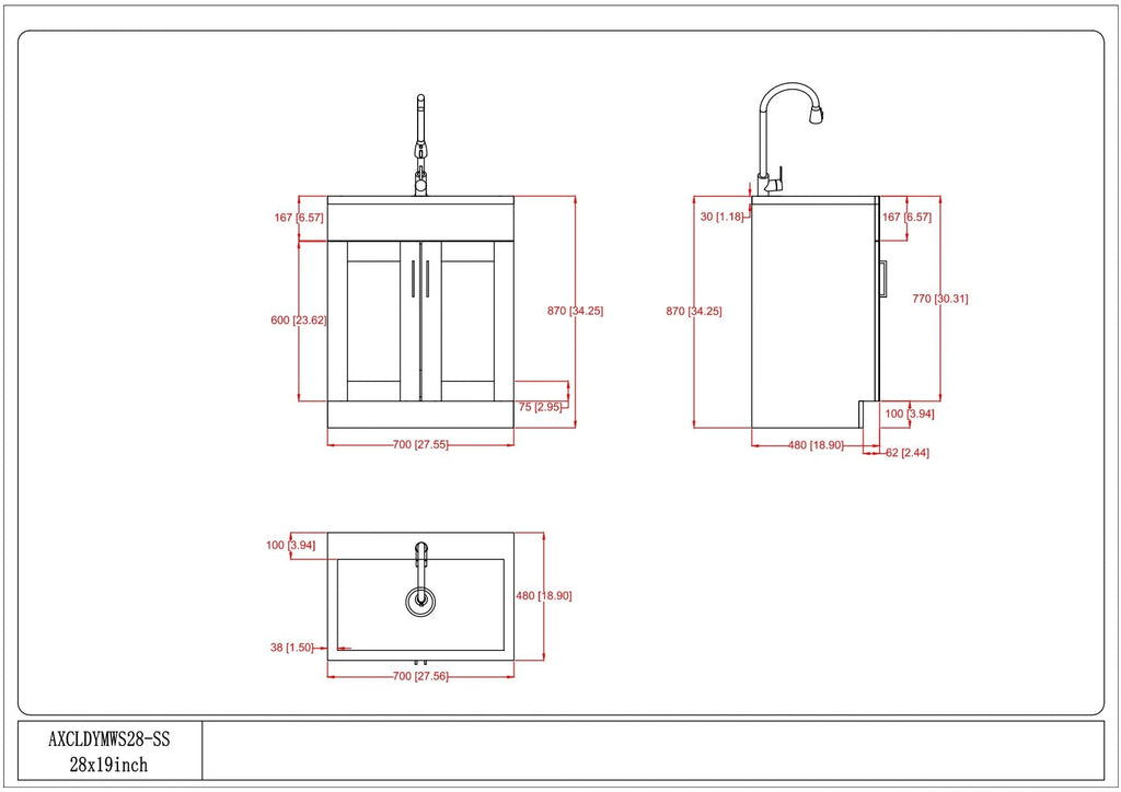 Wide, Laundry Cabinet With Faucet And Stainless Steel Sink