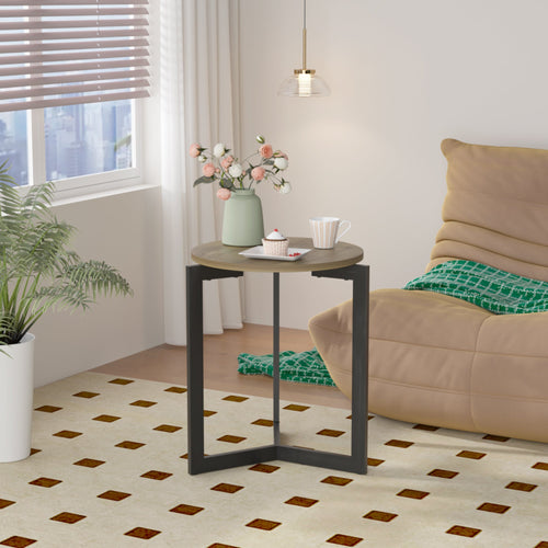 19.68''H Round Side Accent End Table with Sturdy Metal Frame