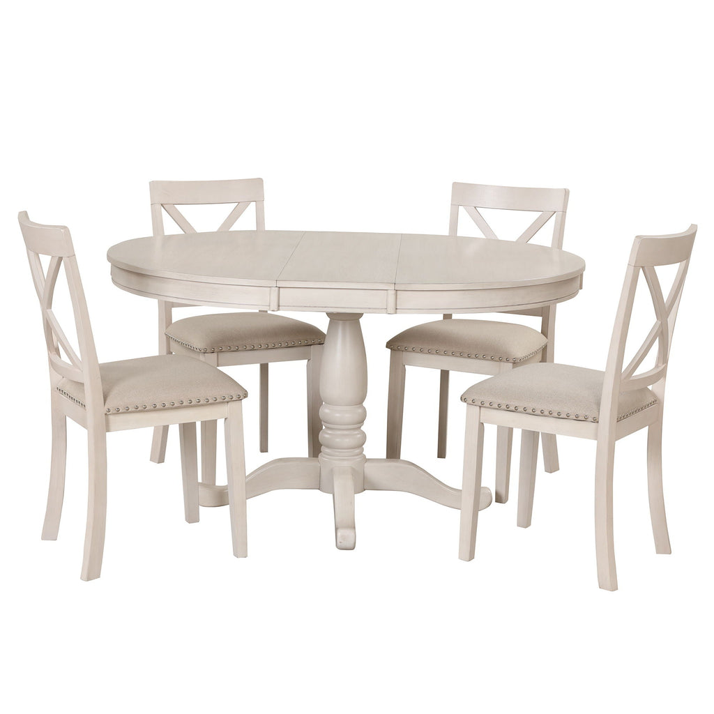 Dining Table Set For 4, Round Table And 4 Chairs