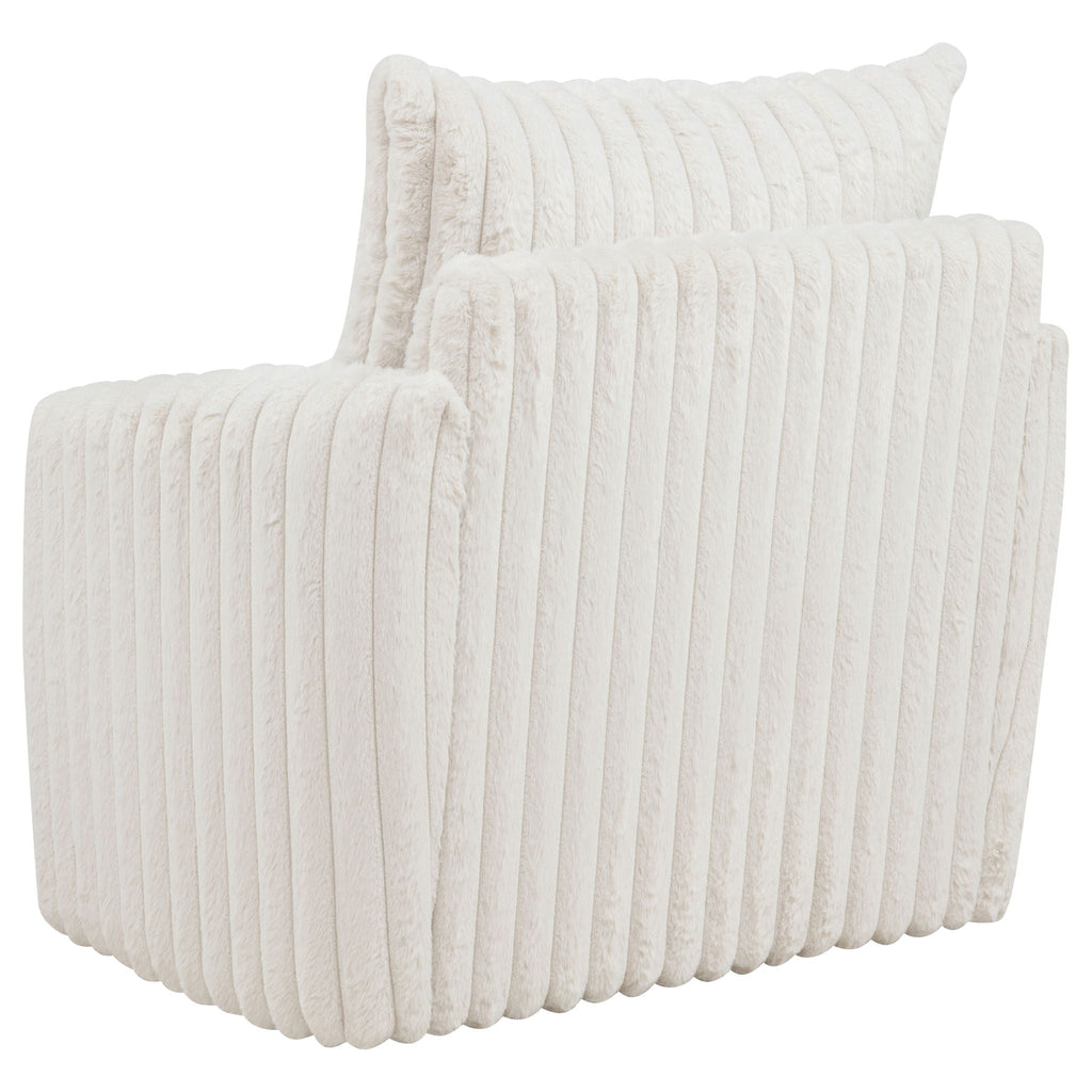 Corduroy Upholstered Swivel Accent Arm Chair Ivory