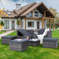 Patio Outdoor Furniture, 5 Set Wicker With Plywood Coffee Table