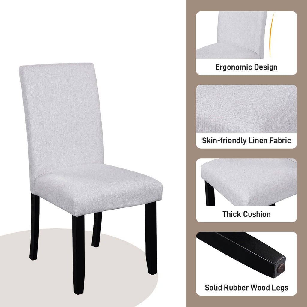 5 Piece Round Dining Table Set, Dining Table And 4 Upholstered Chairs