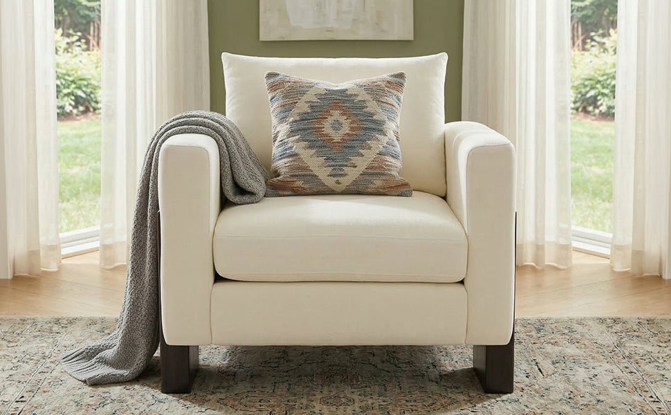 Modern Accent Club Armchair with Rubberwood Legs