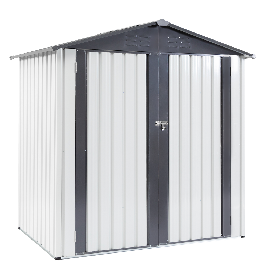 Garden Metal Storage Shed Gray White 6x4x6ft