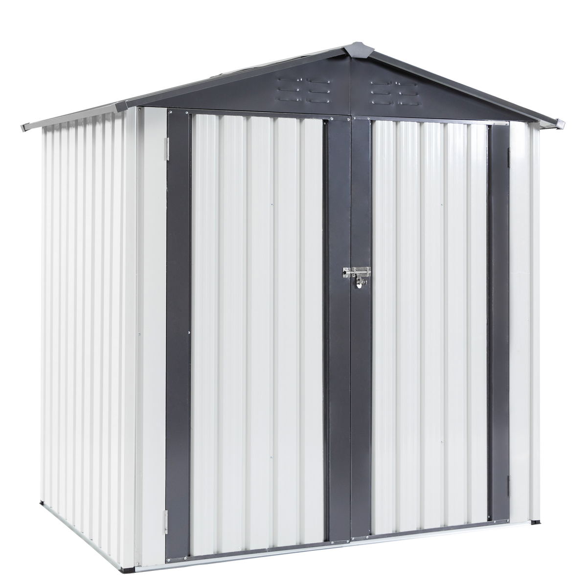 Garden Metal Storage Shed Gray White 6x4x6ft
