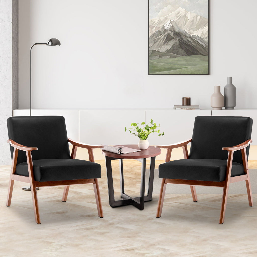 Mid Century Modern Accent Chair With Solid Wood Frame