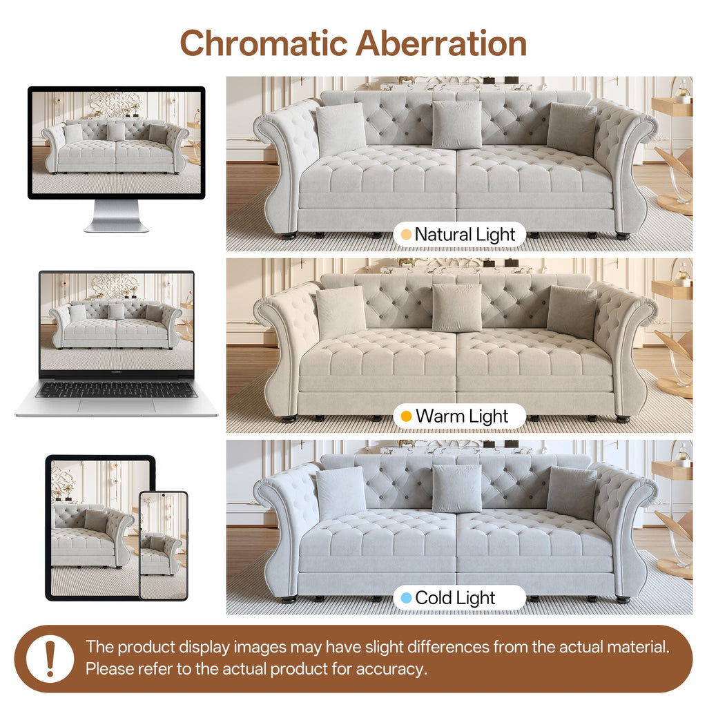 Oversized Chesterfield Pull Out Sofa Bed with Flower Tufting