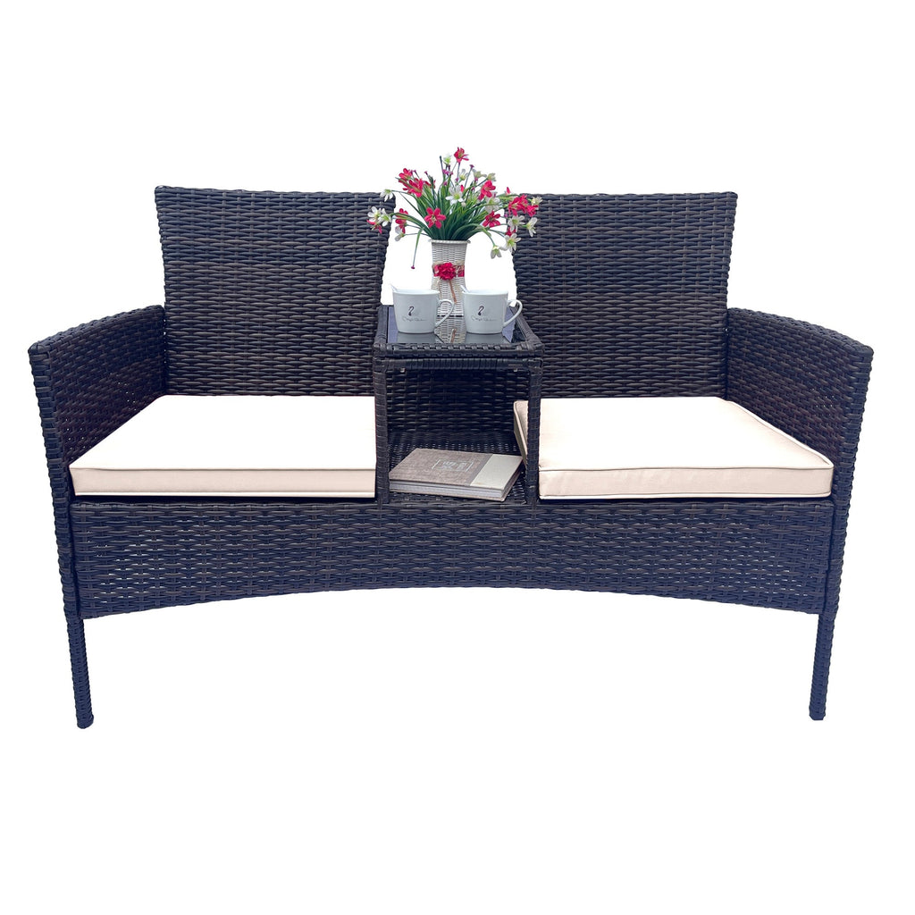 Wicker Patio Set Outdoor Set with Removable Cushions & Table
