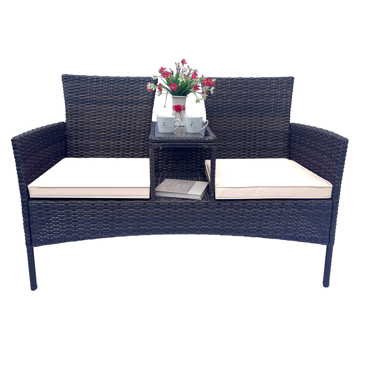 Wicker Patio Set Outdoor Set with Removable Cushions & Table