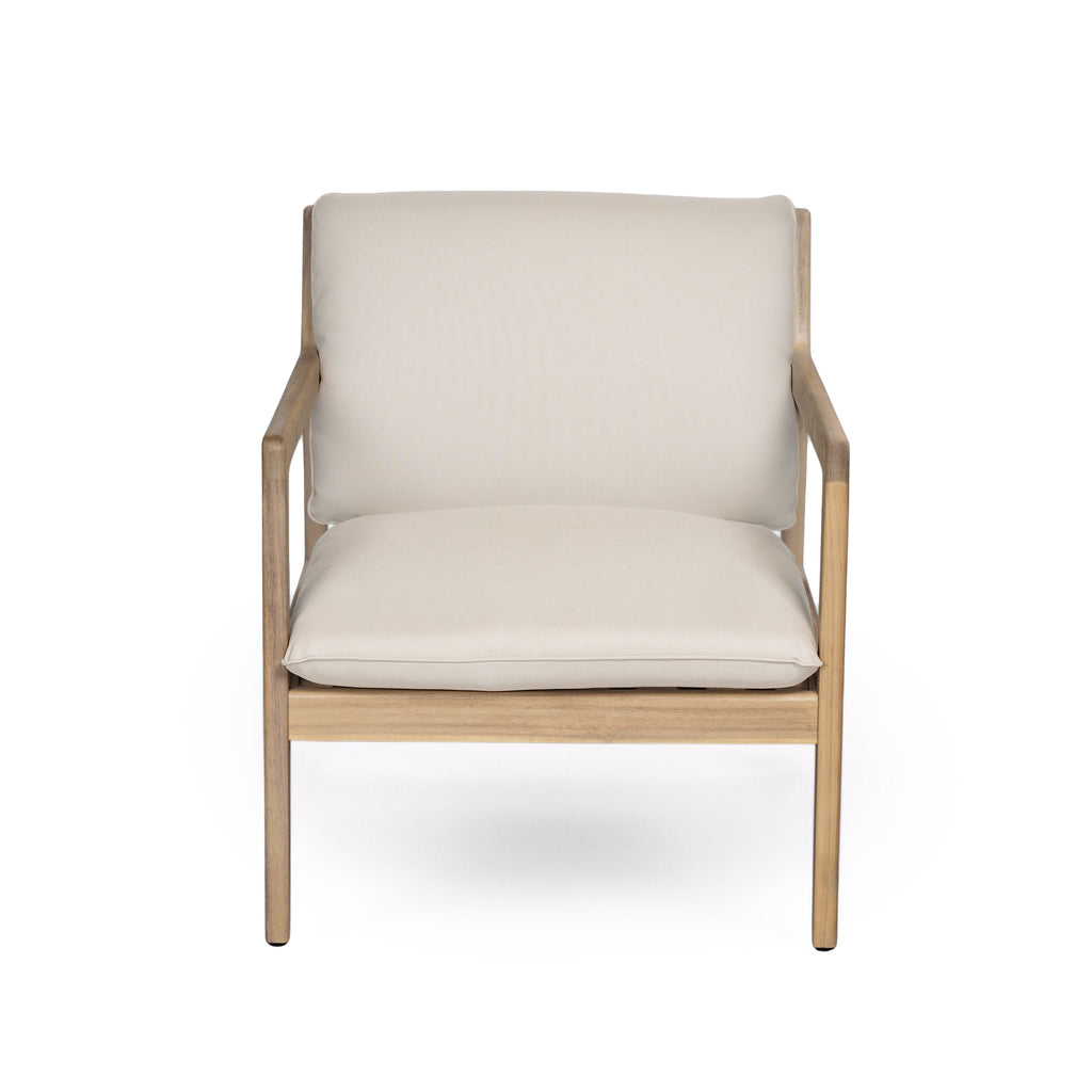Outdoor Acacia Wood Armchair, Set of 2, Patio Club Chair with Cushions, Light Teak