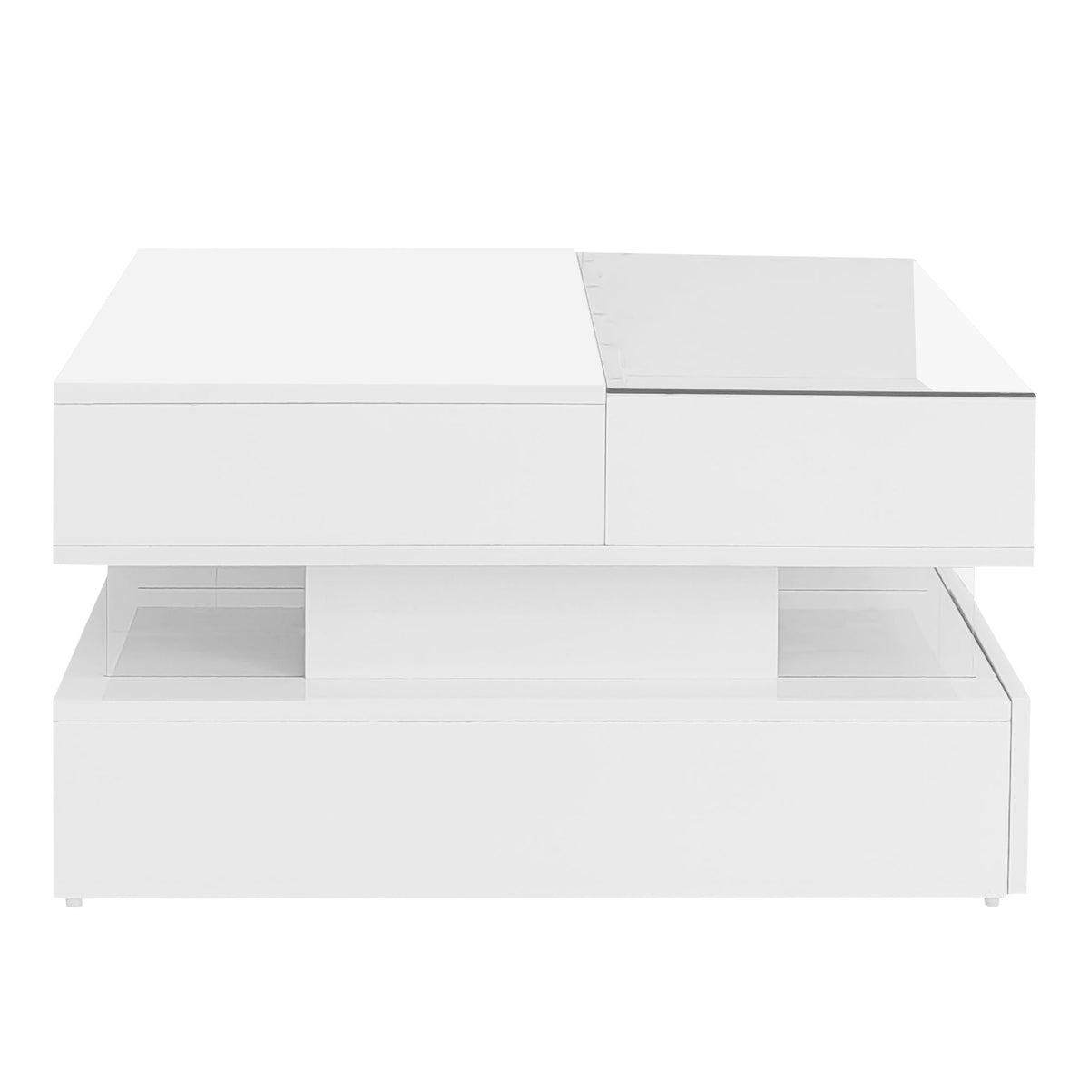 Lift Top Coffee Table With 2 Drawers, Hidden Space And LED Lights