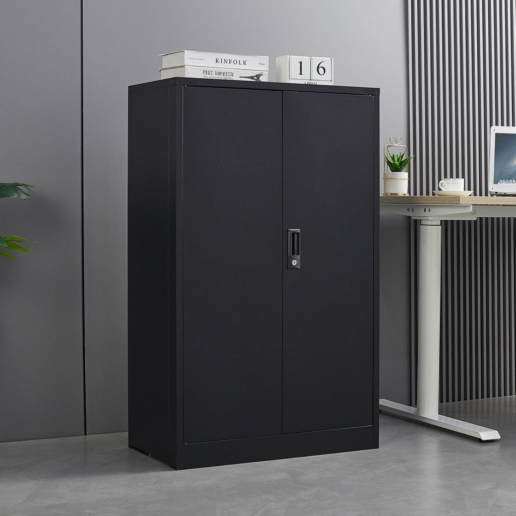 Metal Storage Cabinet With Locking Doors And Adjustable Shelf