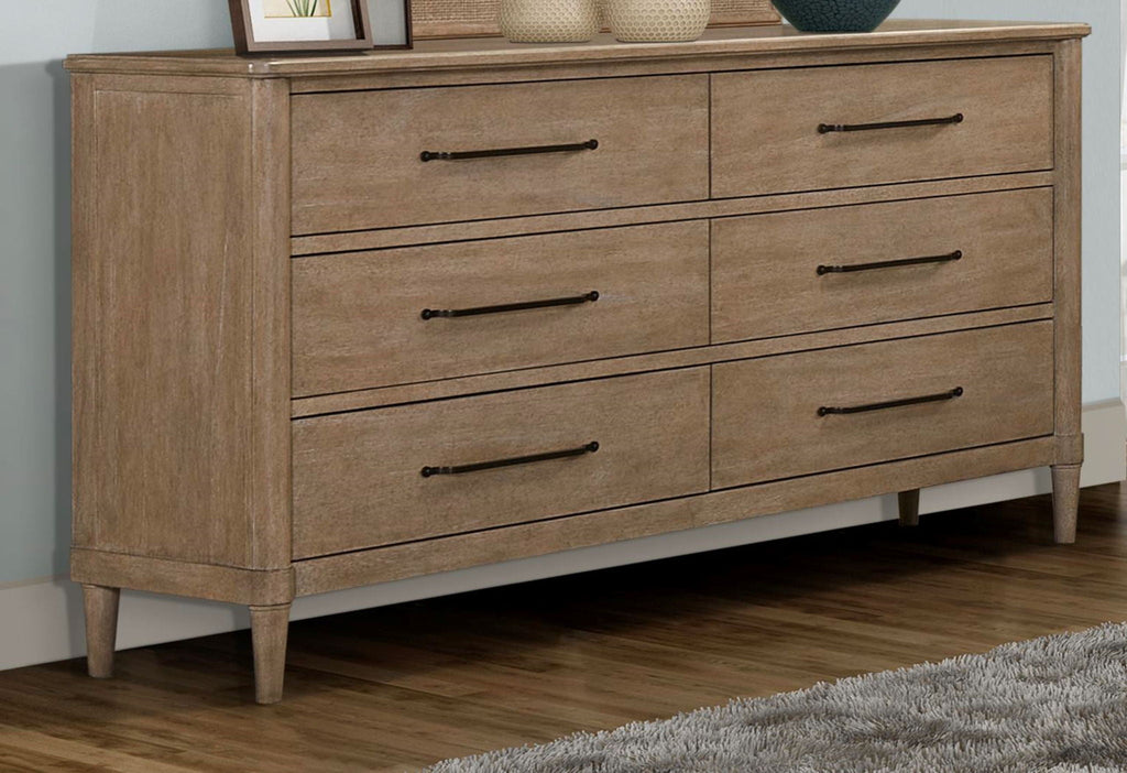 Panel Bedroom Set With 3 Drawer Nightstand, Casual Dresser, Cane Mirror