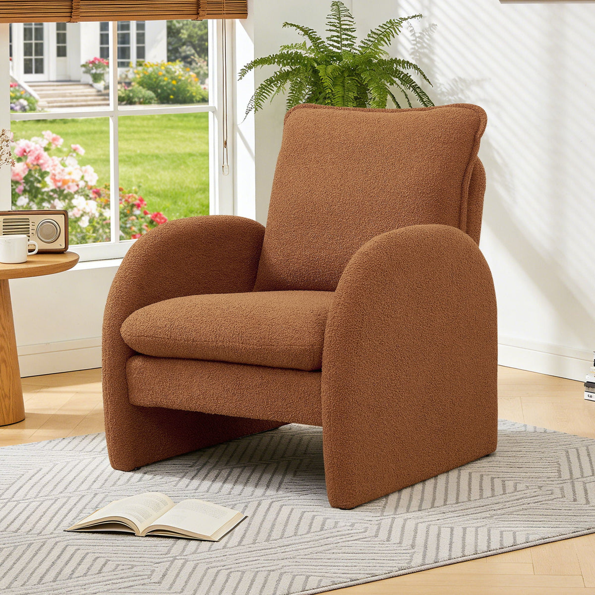 Modern Sherpa Upholstered Accent Chair