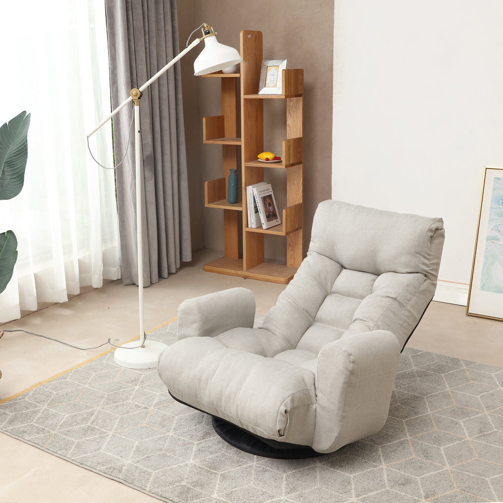 Adjustable head and waist lounge chair, 360 degree rotatable sofa chair