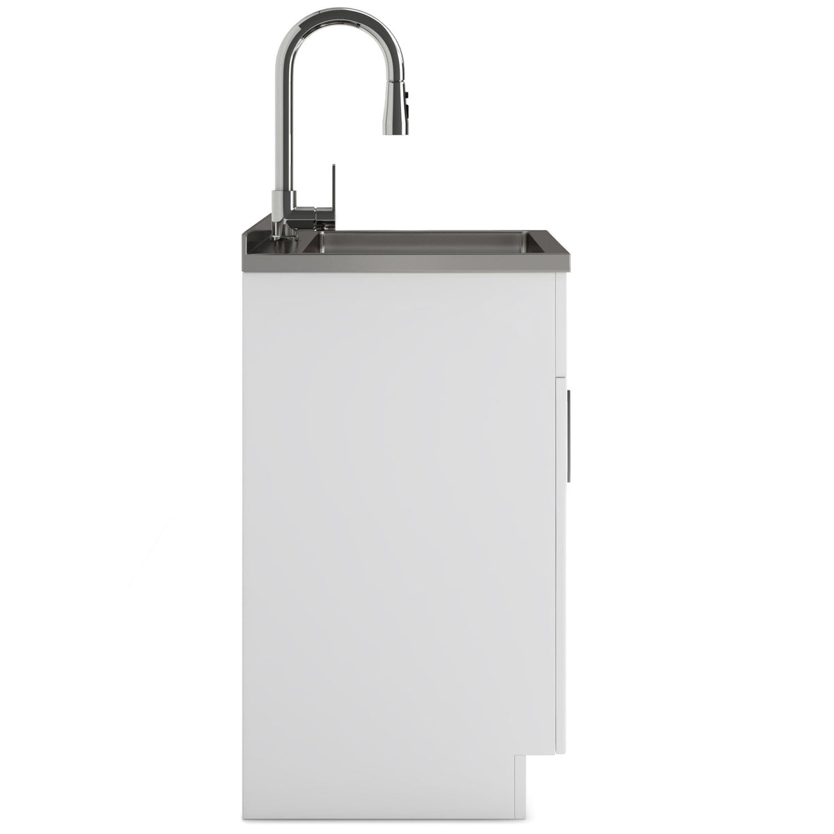 Wide, Laundry Cabinet With Faucet And Stainless Steel Sink