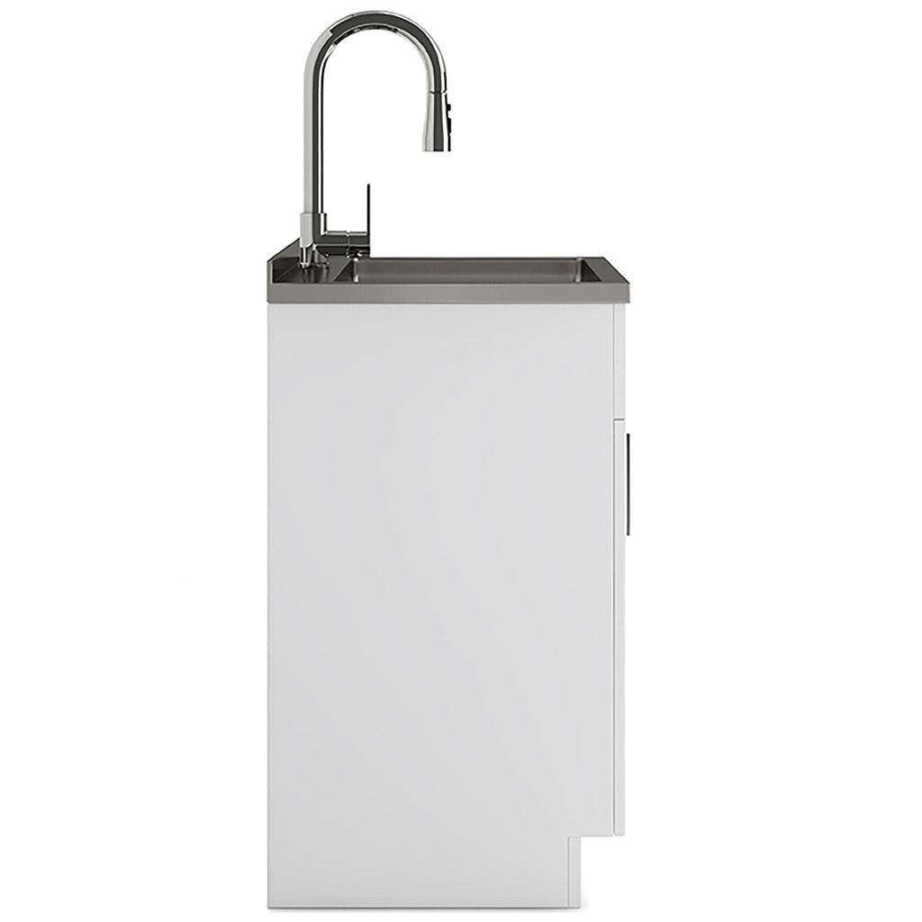 Wide, Laundry Cabinet With Faucet And Stainless Steel Sink