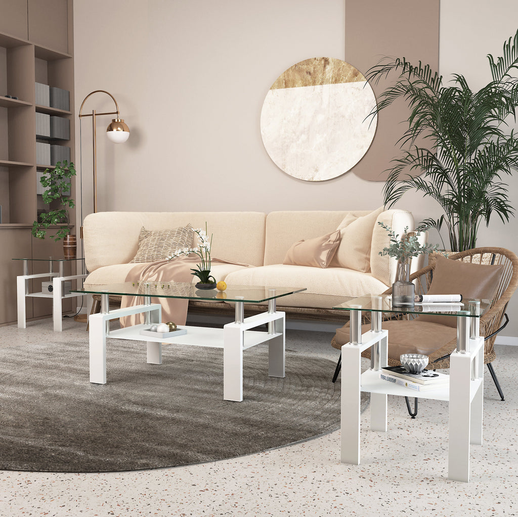 Modern Tempered Glass Tea Table Coffee Table End Table