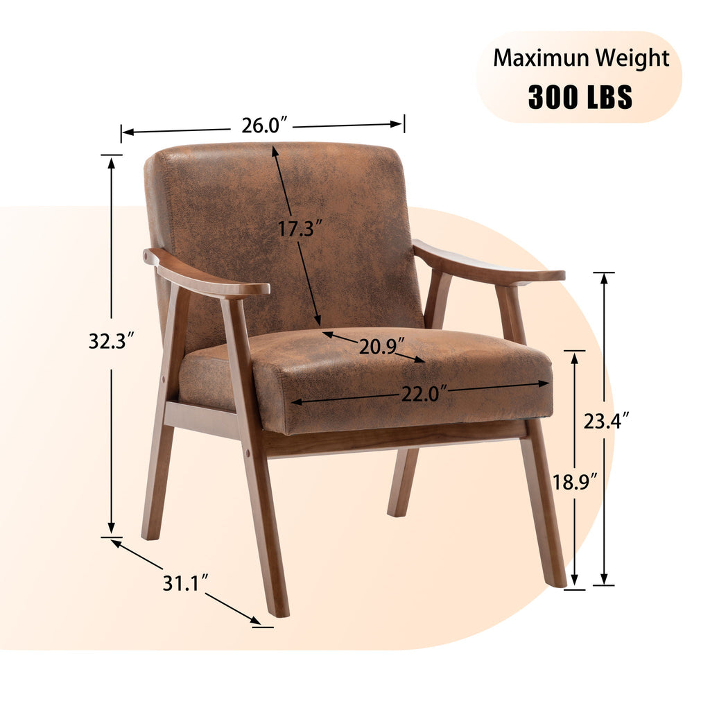 Mid Century Modern Accent Chair With Solid Wood Frame