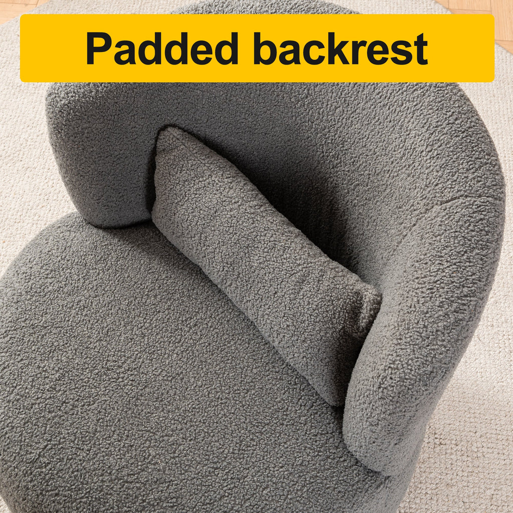 Grey Plush Swivel Accent Chair