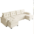 U-Shaped Sleeper Sofa With Pull Out Bed, Removable Armrests & USB Ports