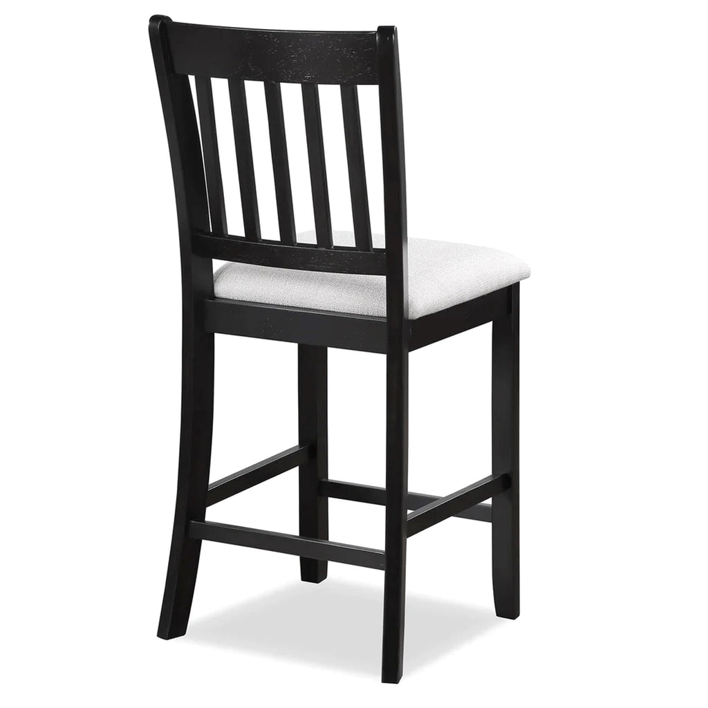 Black Finish Chairs Set of 2 Rubberwood Transitional Slatted Back
