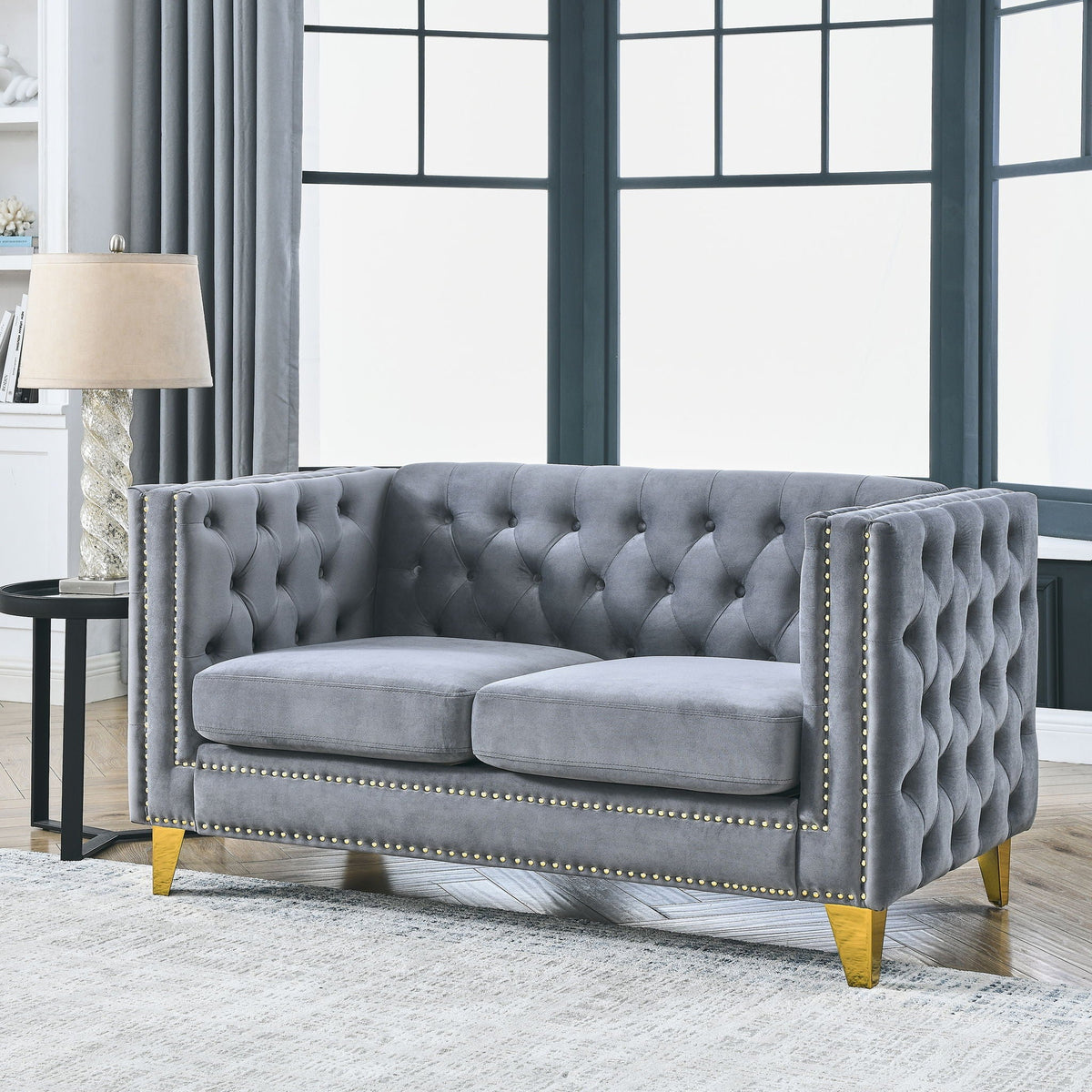 Upholstered Couch Sofa With Button Tufting