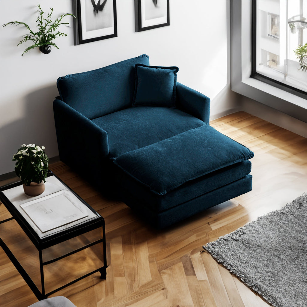 Ottoman modern style Chenille cushioned armchair