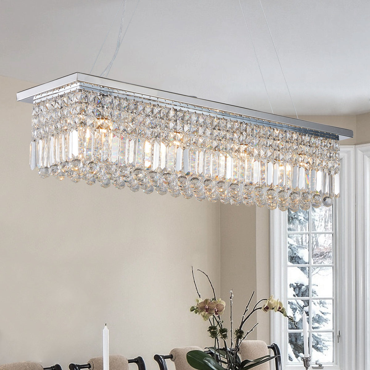 Modern Crystal Chandelier for Dining Room 8-Light