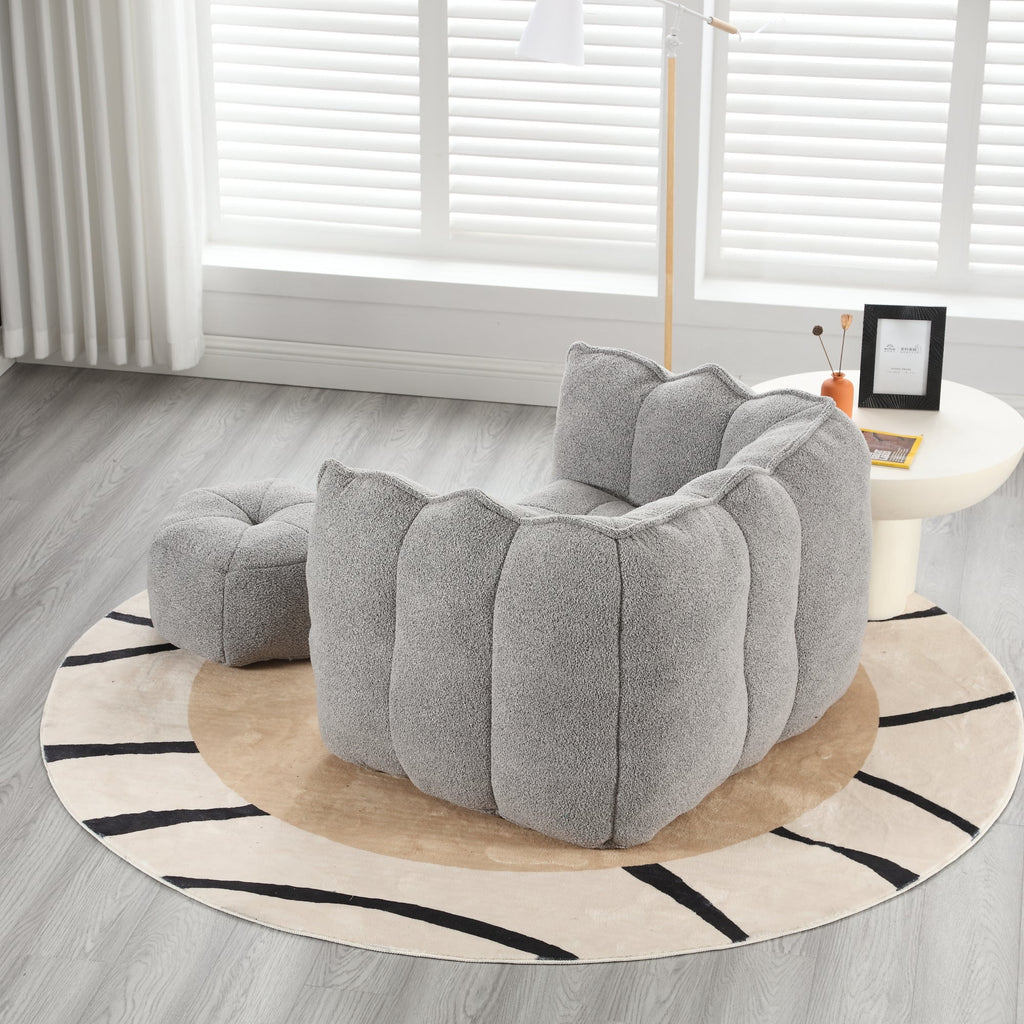 Soft Bean Bag Chair with High Resilient Foam with Footstool