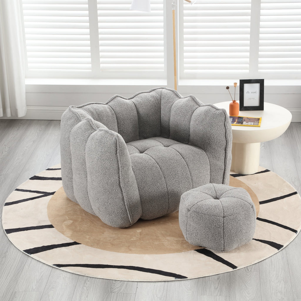 Soft Bean Bag Chair with High Resilient Foam with Footstool