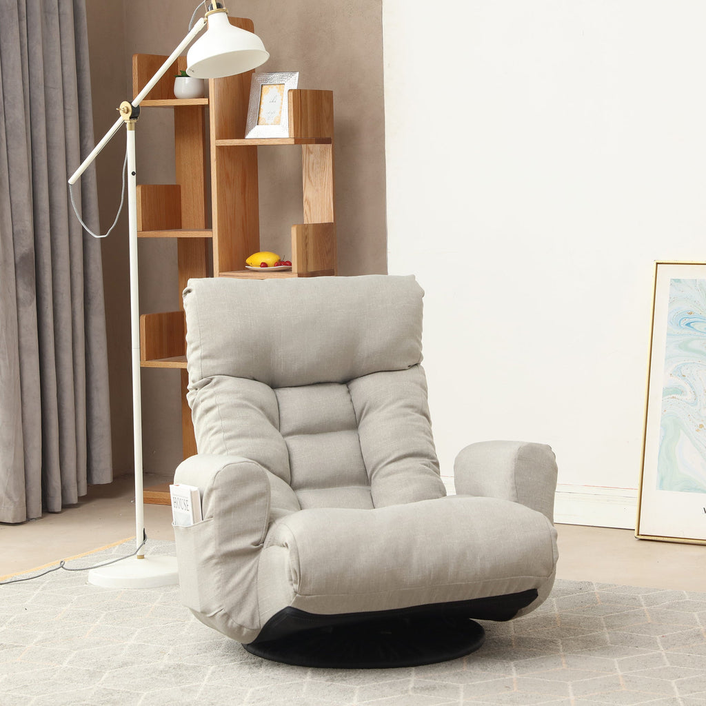 Adjustable head and waist lounge chair, 360 degree rotatable sofa chair