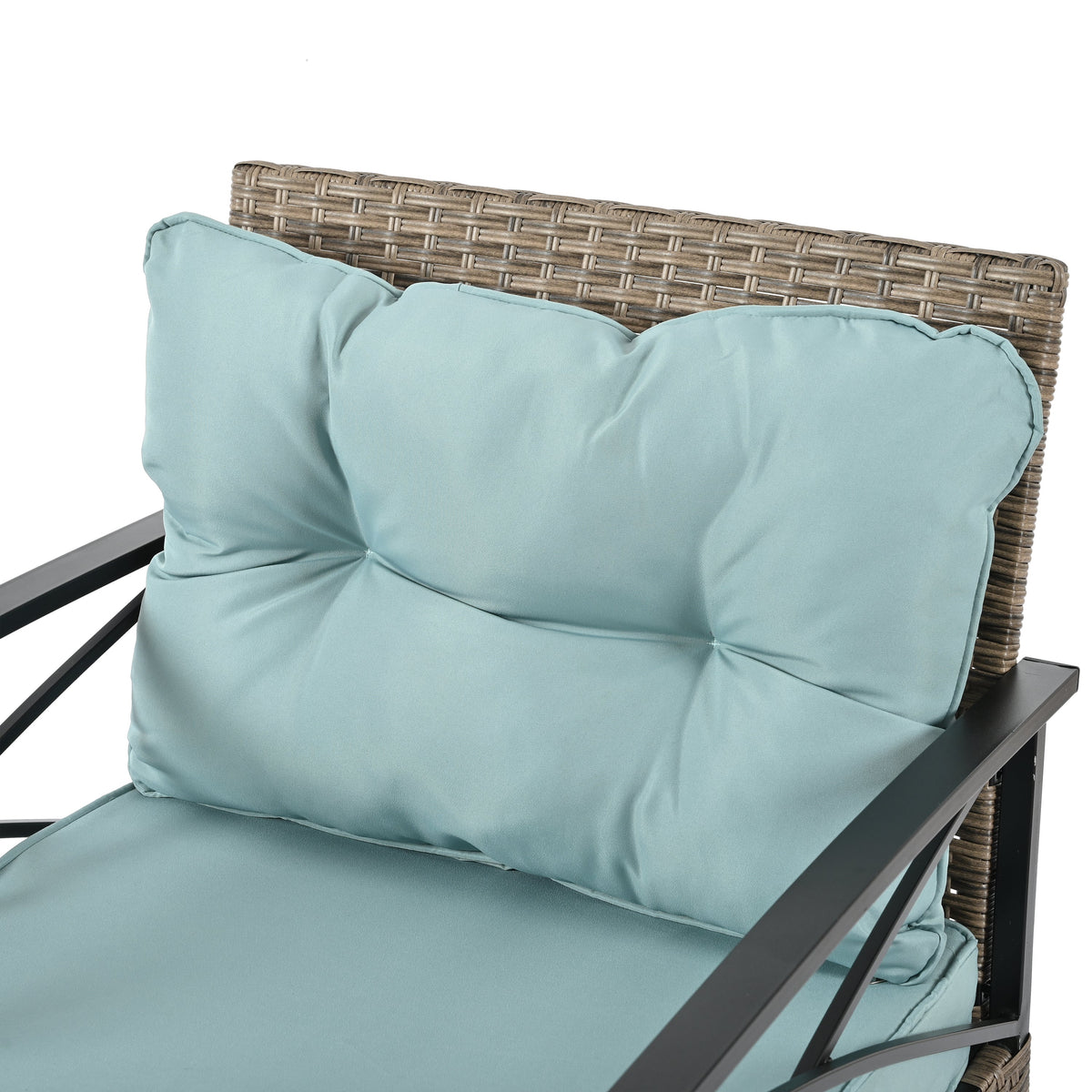 Patio Furniture, Four Set Wicker Furniture With Black Metal Table