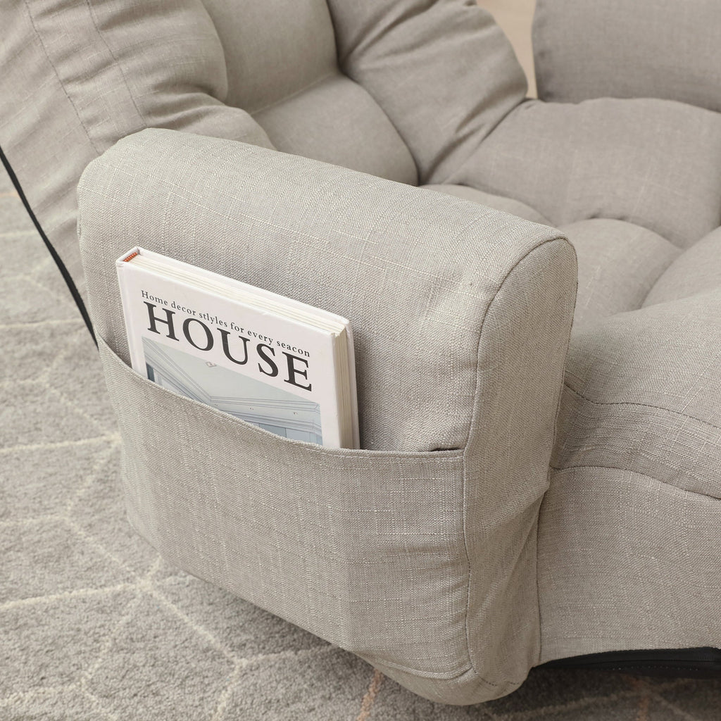 Adjustable head and waist lounge chair, 360 degree rotatable sofa chair