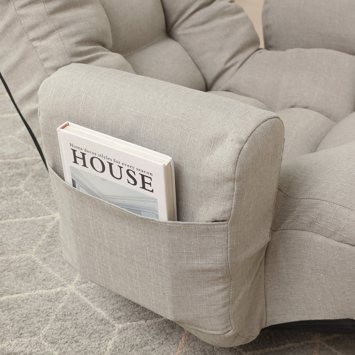 Adjustable head and waist lounge chair, 360 degree rotatable sofa chair