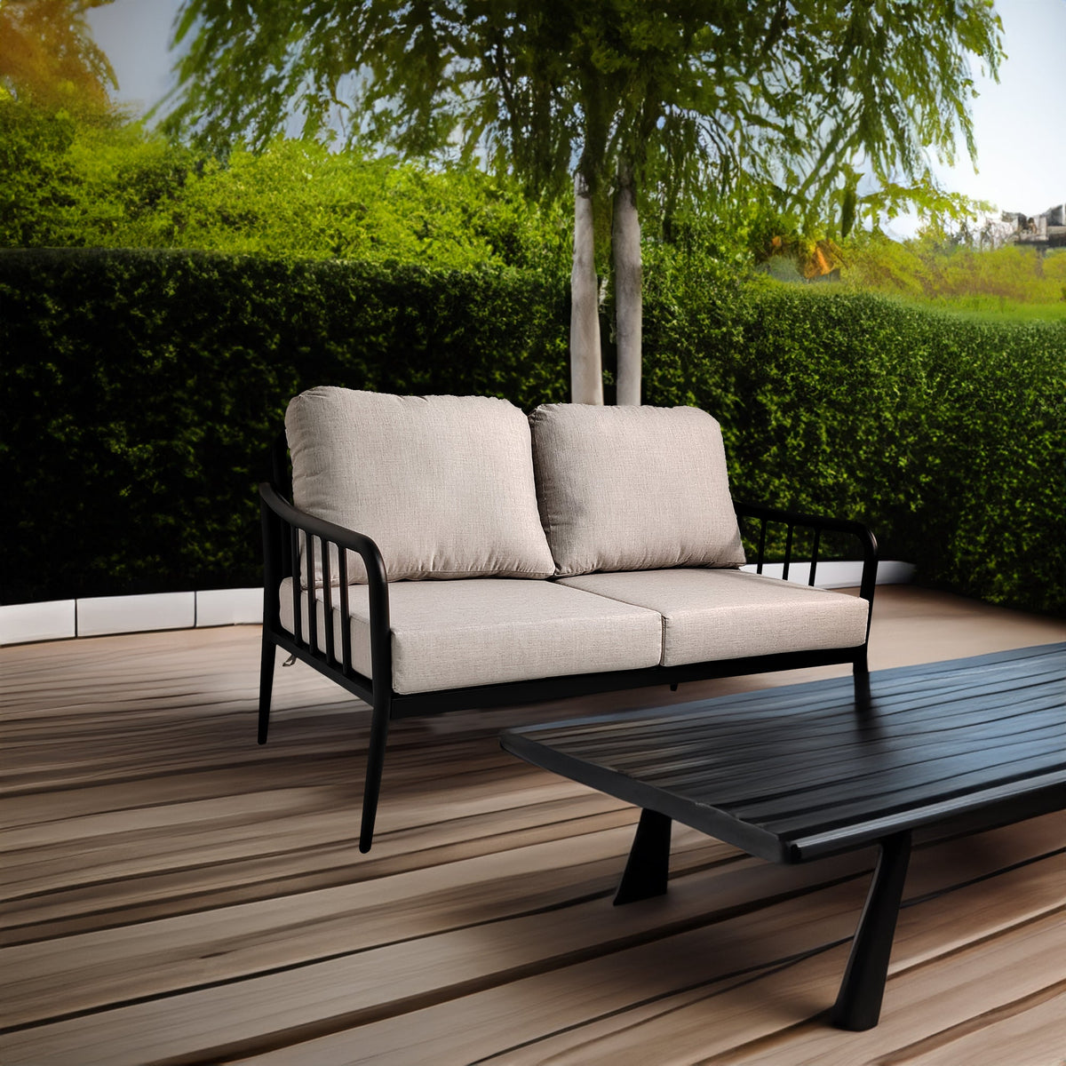 2PC Aluminum Patio Loveseat Sofa Set