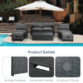 6 Pieces Patio Rattan Set with Glass Table and Cushioned Seat-Gray