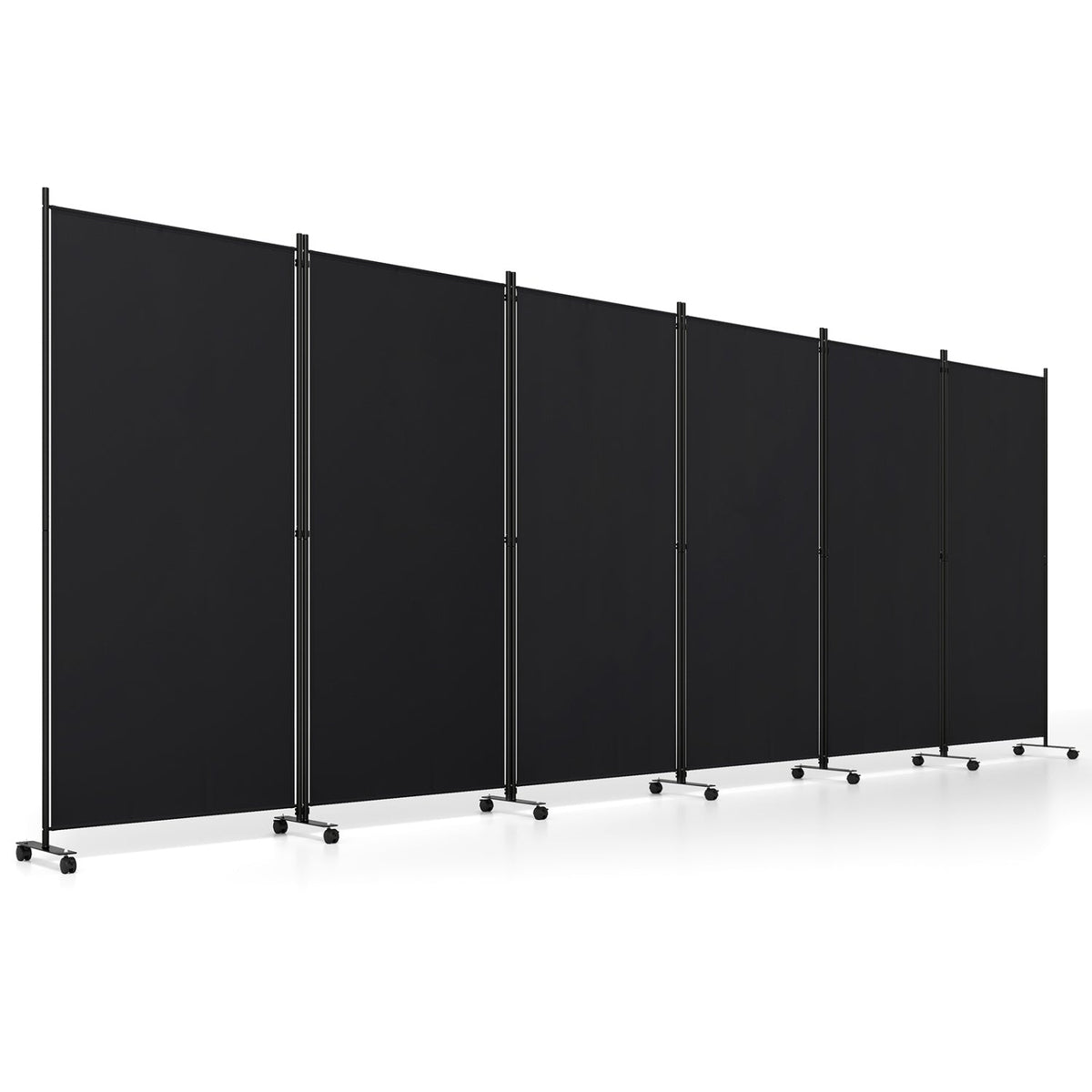 6-Panel Folding Room Divider with Wheels