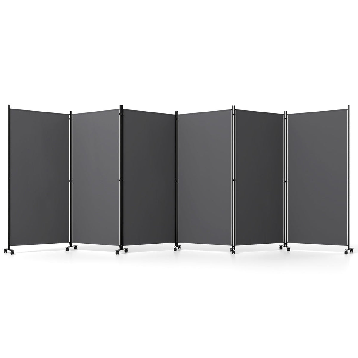 6-Panel Folding Room Divider with Wheels