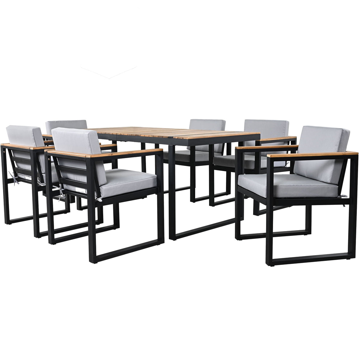 7 Pieces Dining Set Table And Chair Set With And Removable Cushions For Patio