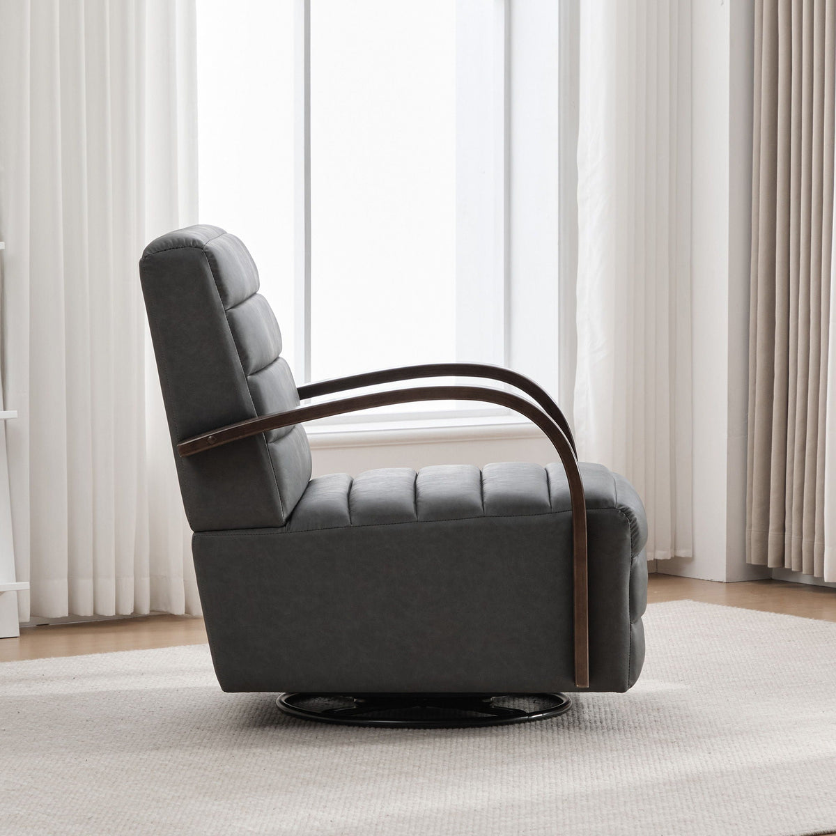 360° Swivel Accent Chair With Armrests