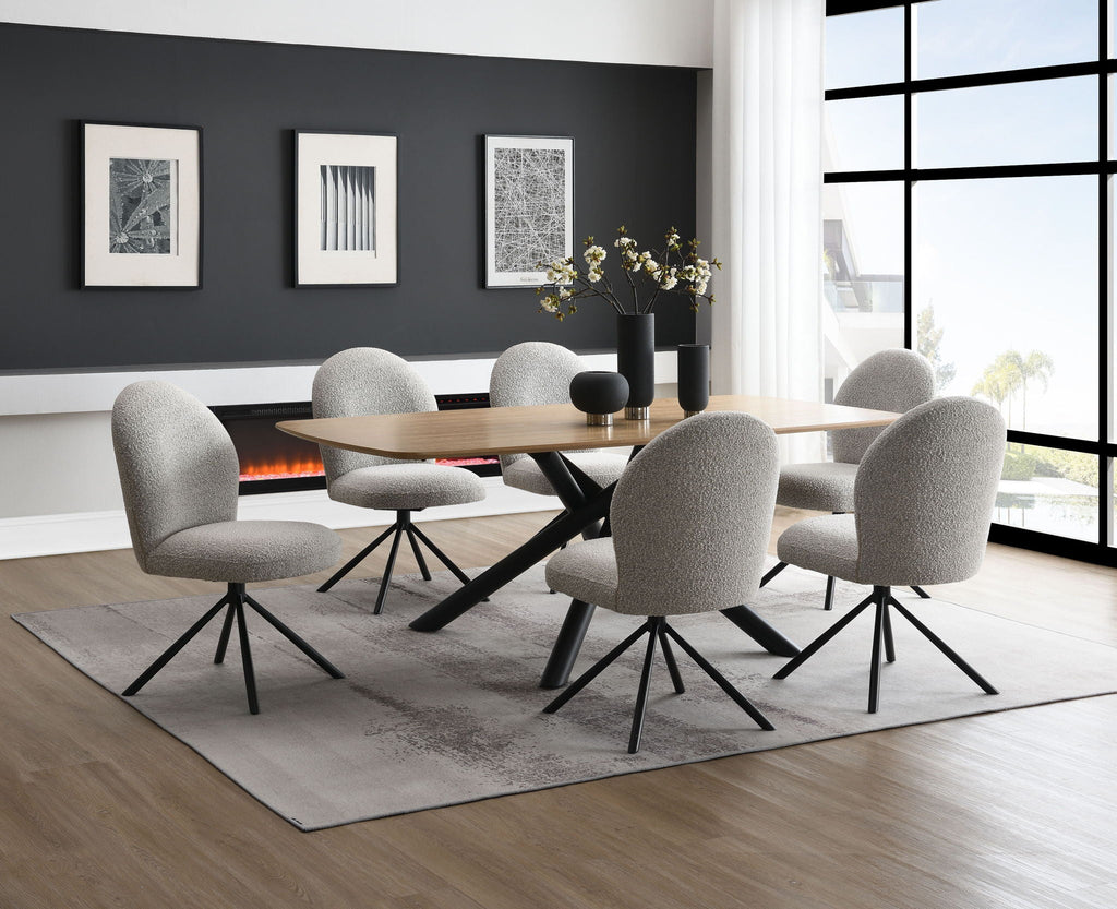 7 Pieces Dining Room Set - Natural / Black / Gray