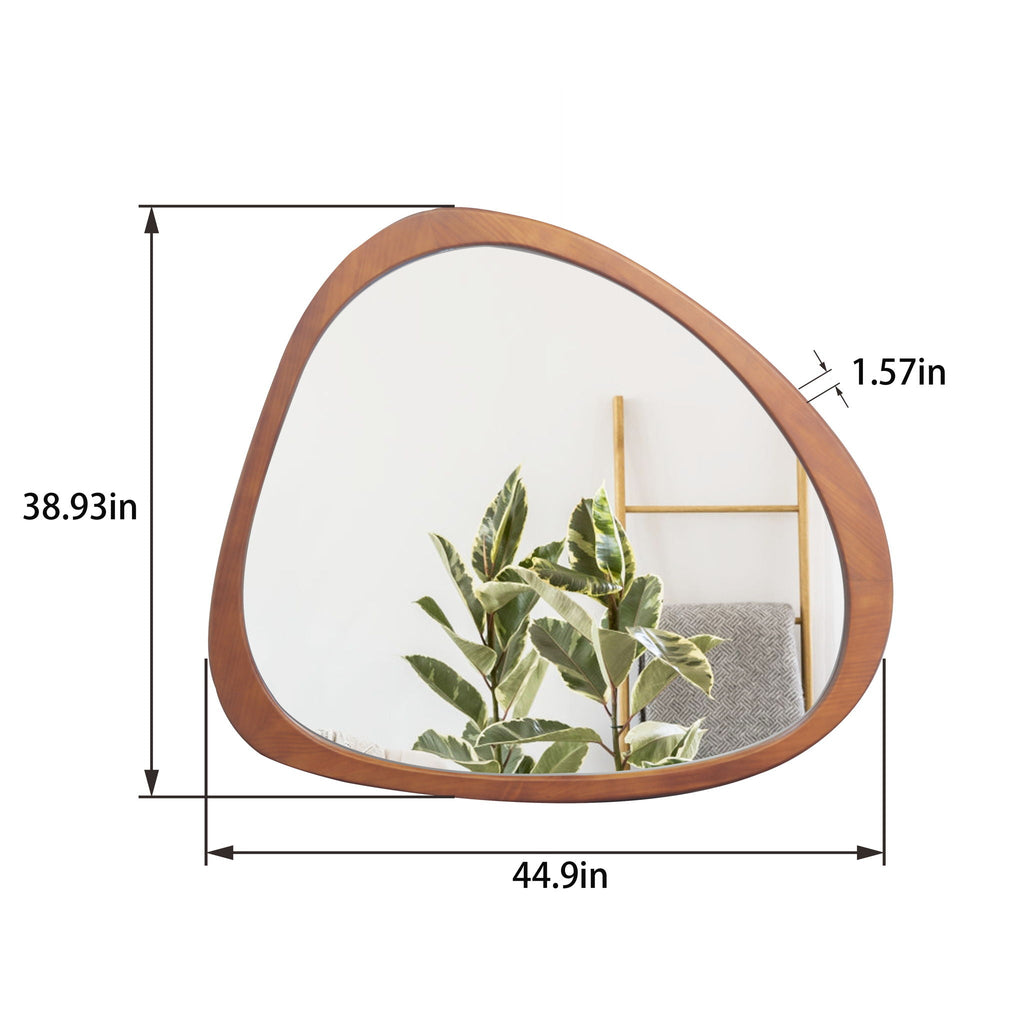 Asymmetrical Wall Mirror Wooden Framed Large Sized Dressing Mirror