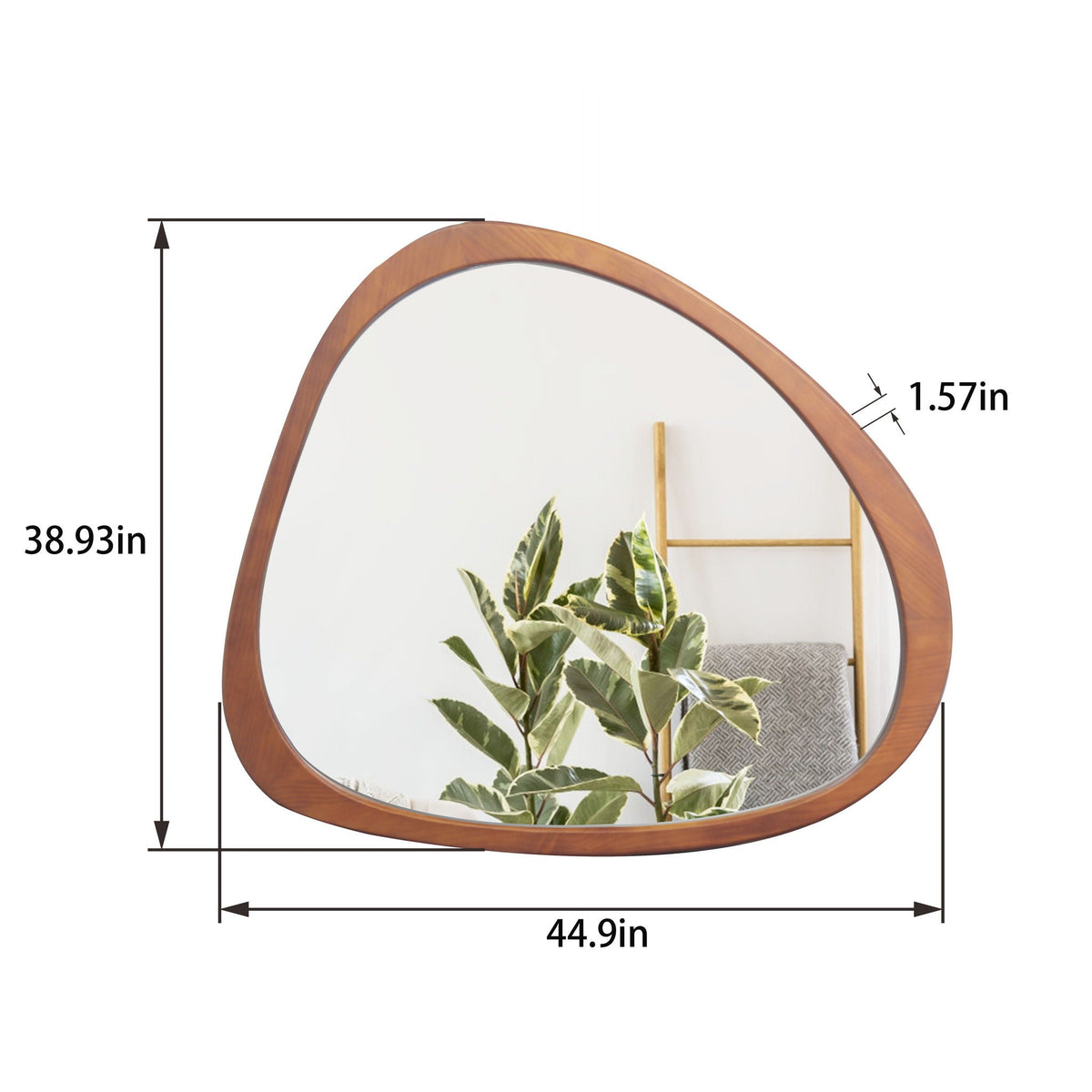 Asymmetrical Wall Mirror Wooden Framed Large Sized Dressing Mirror