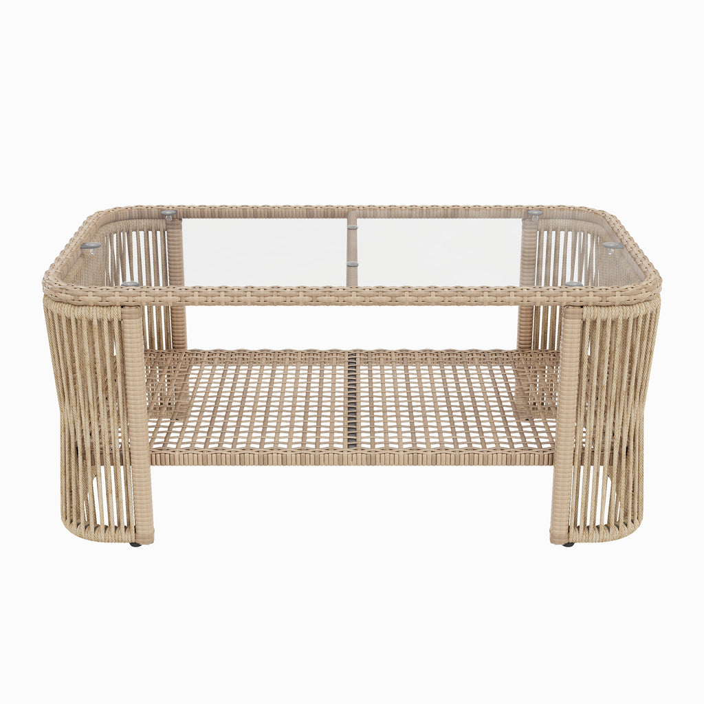 Outdoor PE Rattan Patio Furniture Set with Iron Frame