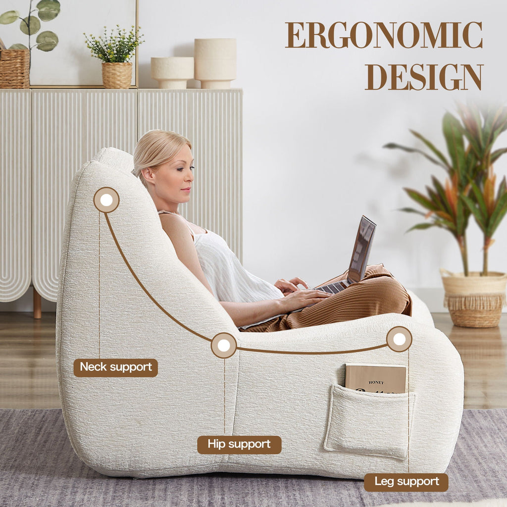 Bean Bag Chair For Adults, Memory Foam, Chenille Fabric