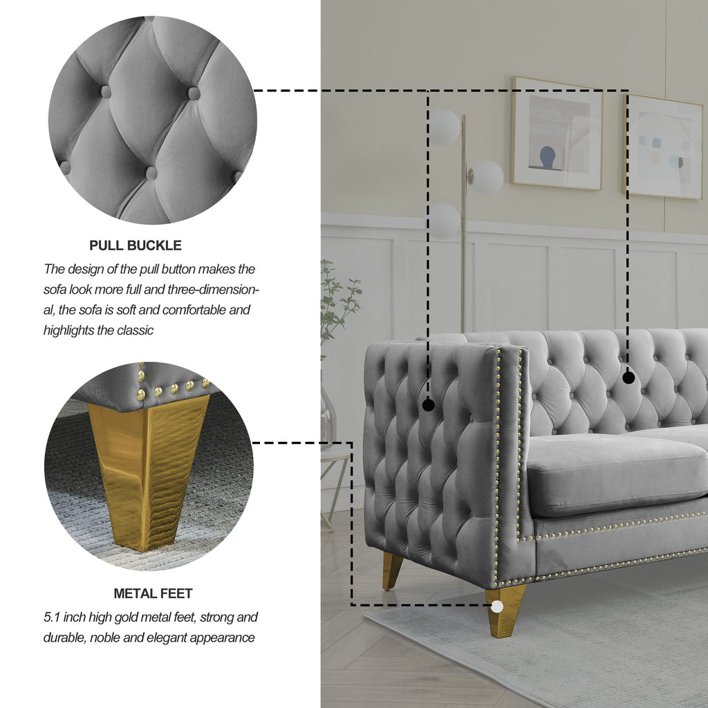 Upholstered Couch Sofa With Button Tufting